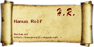 Hanus Rolf névjegykártya